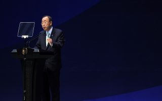United Nations Secretary-General Ban Ki-Moon addresses delegates during the opening ceremony of the 2nd Jakarta International Defence Dialogue 2012 in Jakarta on March 21, 2012.  UN-Arab League special envoy on Syria Kofi Annan is set to return to Damascus 