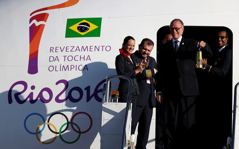 H Ολυμπιακή Φλόγα έφθασε στη Μπραζίλια