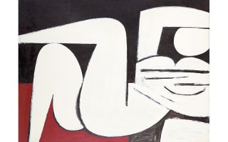 H πρωταγωνίστρια «Ξαπλωμένη Γυναίκα», Γιάννης Mόραλης 1916-2009), έργο 1977, Aθήνα - Eλλάς, ακρυλικό σε χαρτί, 123x148 εκ., το κορυφαίο 	έργο της 29ης Δημοπρασίας Greek Sale του Oίκου Bonhams στο Λονδίνο, 16/11/2016. Πωλήθηκε στις 245.000 λίρες Aγγλίας (283.000 ευρώ) ξεπερνώντας πολύ την αρχική τιμή εκτίμησης...
