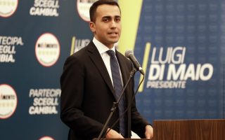 5-Stars Movement's leader Luigi Di Maio speaks during a press conference on the election results, in Rome, Monday, March 5, 2018. With the anti-establishment 5-Stars the highest vote-getter of any single party, the results confirmed the defeat of the two main political forces that have dominated Italian politics for decades — Forza Italia and the center-left Democrats — and the surging of populist and right-wing, euroskeptic forces that have burst onto the European scene.  (AP Photo/Andrew Medichini)