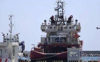 The ship, Ocean Investigator is docked at Cyprus' largest port of Limassol in the eastern Mediterranean island of Cyprus, Wednesday, March 14, 2018. The ship sailed into port from where it will carry out environmental assessment surveys off Cyprus' southwestern coast where ExxonMobil and partners Qatar Petroleum are scheduled to carry out exploratory drilling for gas in the second half of this year. (AP Photo/Petros Karadjias)