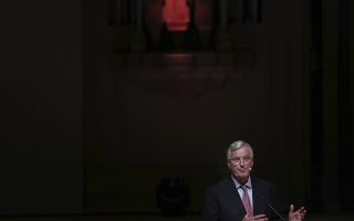 European Union chief Brexit negotiator Michel Barnier delivers a speech during a conference at Bozar music centre in Brussels, Monday, Nov. 5, 2018. (AP Photo/Francisco Seco)