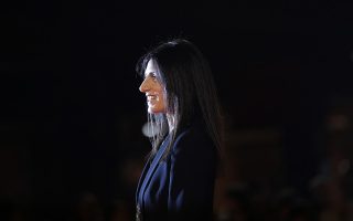 Rome's Mayor Virginia Raggi poses during the red carpet of the movie 
