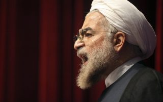 Iran's former nuclear negotiator, Hasan Rohani, a potential front-runner in the presidential race, speaks at a campaign rally in Tehran, Iran, Thursday, April 11, 2013. Rohani suggested he would seek better relations with the West in efforts to lessen international showdowns. (AP Photo/Vahid Salemi)