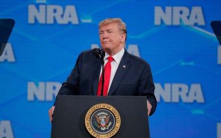 U.S. President Donald Trump speaks at the 148th National Rifle Association (NRA) annual meeting in Indianapolis, Indiana, U.S., April 26, 2019.    REUTERS/Lucas Jackson
