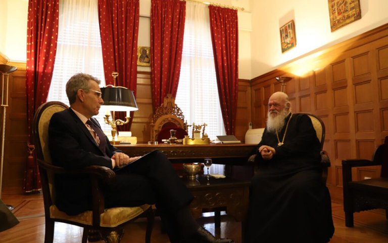 Συνάντηση Αρχιεπισκόπου Ιερώνυμου με τον Αμερικάνο πρέσβη Τζέφρι Πάιατ