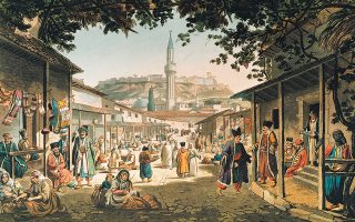 «Το παζάρι της Αθήνας» (1821), ζωγραφική του Εντουαρντ Ντόντγουελ.