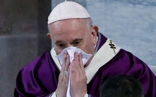 FILE PHOTO: Pope Francis takes part in the penitential procession on Ash Wednesday in Rome, Italy, February 26, 2020. REUTERS/Remo Casilli/File Photo