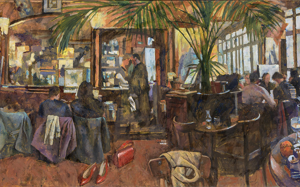 Μια νέα ενότητα έργων στο αγαπημένο του θέμα των καφενείων παρουσιάζει ο Παύλος Σάμιος στην γκαλερί Σκουφά, με τίτλο «Καφέ Παράδεισος», από τις 17 Σεπτεμβρίου. Σκουφά 4, Κολωνάκι.