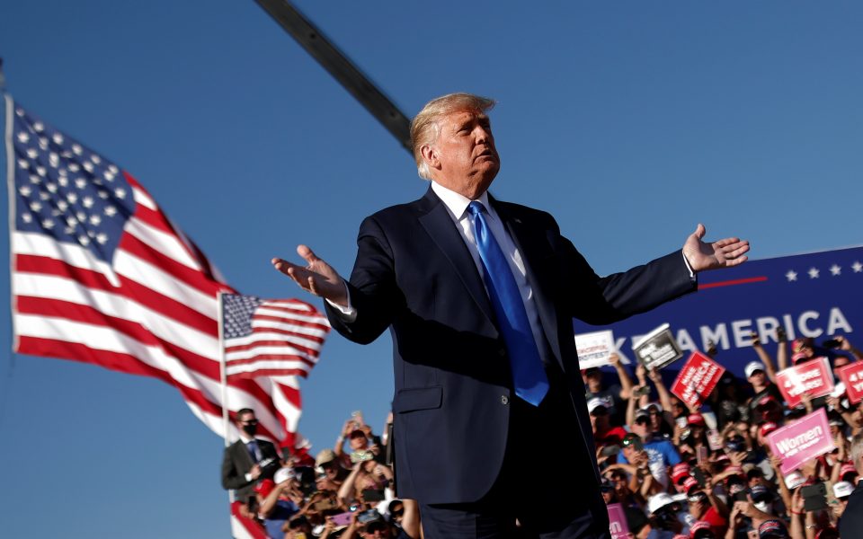 U.S. President Donald Trump holds a campaign rally in Carson City, Nevada, U.S., October 18, 2020. REUTERS/Carlos Barria