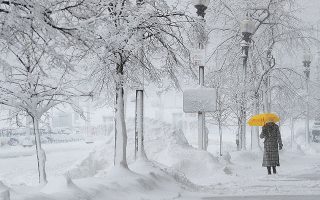 Οι κάτοικοι της Βοστώνης ξύπνησαν χθες σε λευκό σκηνικό, με το χιόνι να φθάνει τα 16 εκατοστά (φωτ. REUTERS/Brian Snyder).
