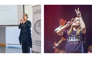 Αριστερά, εκπαιδευτική ημερίδα το 2019. Δεξιά, συναυλία στη Θεσσαλονίκη έδινε προσβασιμότητα σε άτομα με πρόβλημα ακοής.