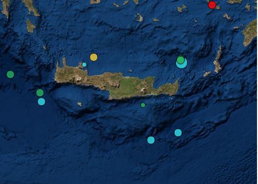 Σεισμός 4,9 Ρίχτερ βορειοανατολικά της Κρήτης