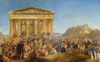 «Η υποδοχή του βασιλέα Όθωνα της Ελλάδος στην Αθήνα» – Νικόλαoς Φερεκείδης, έργο που θα περιλαμβάνεται στην έκθεση «1821, πριν και μετά», που θα εγκαινιαστεί στο Μουσείο Μπενάκη τον Μάρτιο του 2021. 