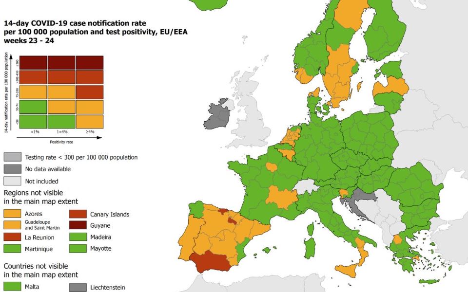 Χάρτες ECDC: Στο πράσινο πλην δύο περιφερειών η Ελλάδα