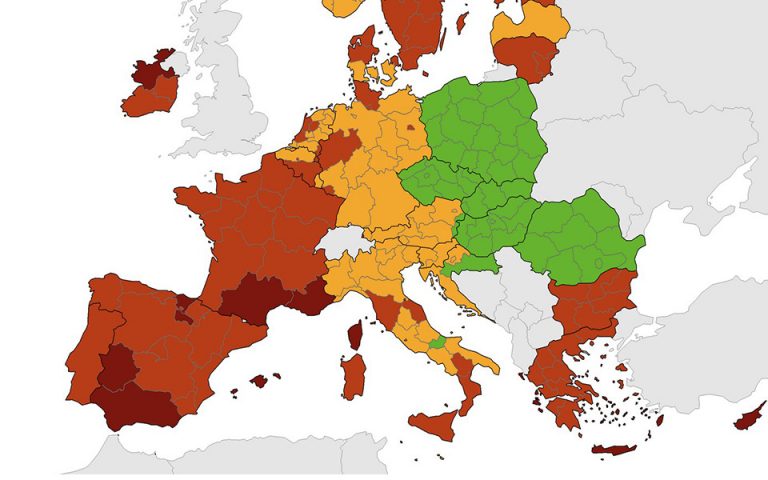 Κορωνοϊός: «Κόκκινη» όλη  Ελλάδα στον χάρτη του ECDC