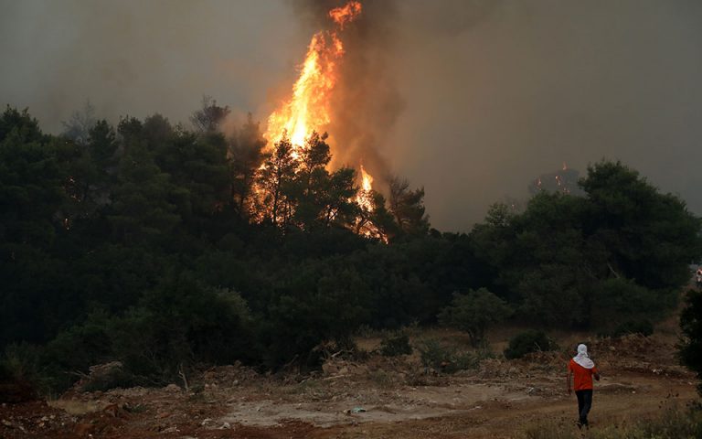 Φωτιά στα Βίλια: Μάχη με τις φλόγες και τις εναλλαγές των ανέμων