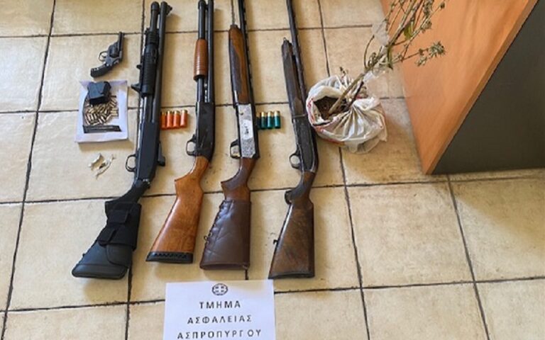Ασπρόπυργος: Τέσσερις συλλήψεις και κατάσχεση όπλων και ναρκωτικών