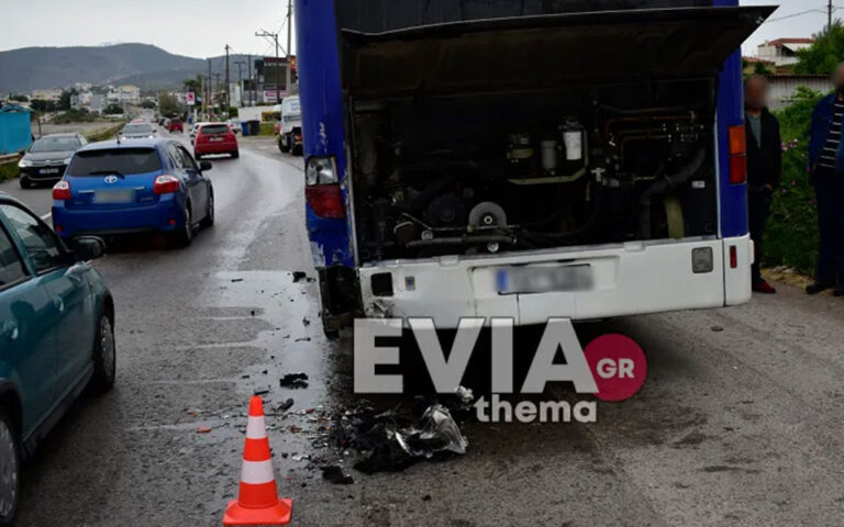 Χαλκίδα: Φορτηγό «καρφώθηκε» σε λεωφορείο (εικόνες)
