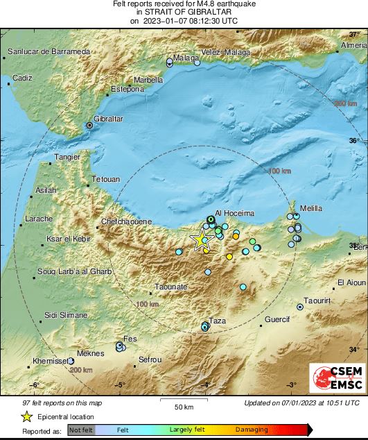 Μαρόκο: Σεισμική δόνηση 5,3 Ρίχτερ έπληξε την πόλη Αλ Χοσέιμα-1