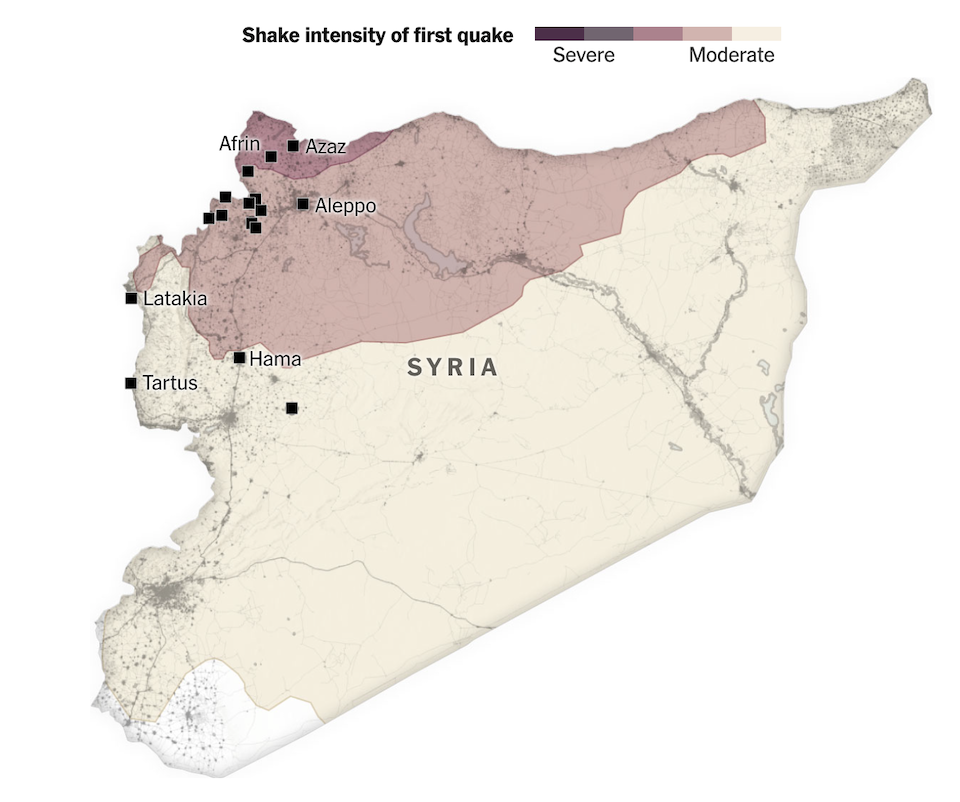Σεισμός σε Τουρκία και Συρία: Η έκταση της καταστροφής σε χάρτες-3