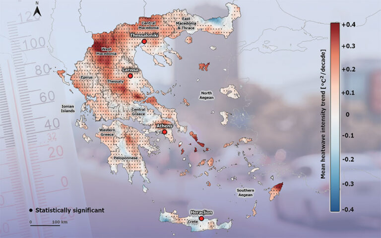 Meteo: Διπλασιάστηκαν οι περιοχές στην Ελλάδα που βιώνουν τουλάχιστον έναν καύσωνα ετησίως