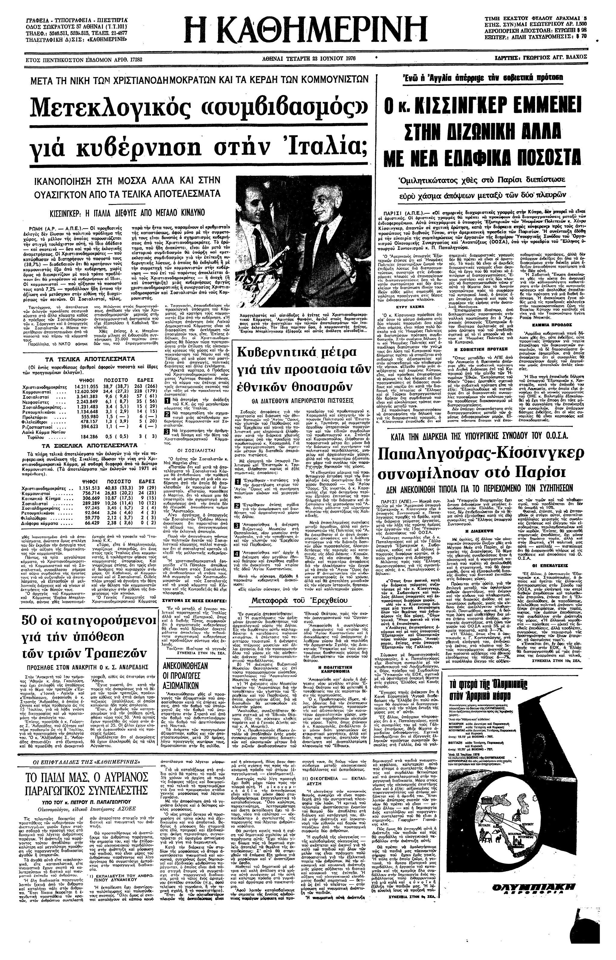In questo giorno: 22 giugno 1976 – Primi risultati delle 2e elezioni italiane