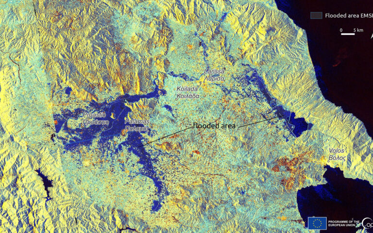 Κακοκαιρία Daniel: Δορυφορικές εικόνες από την πλημμυρισμένη περιοχή