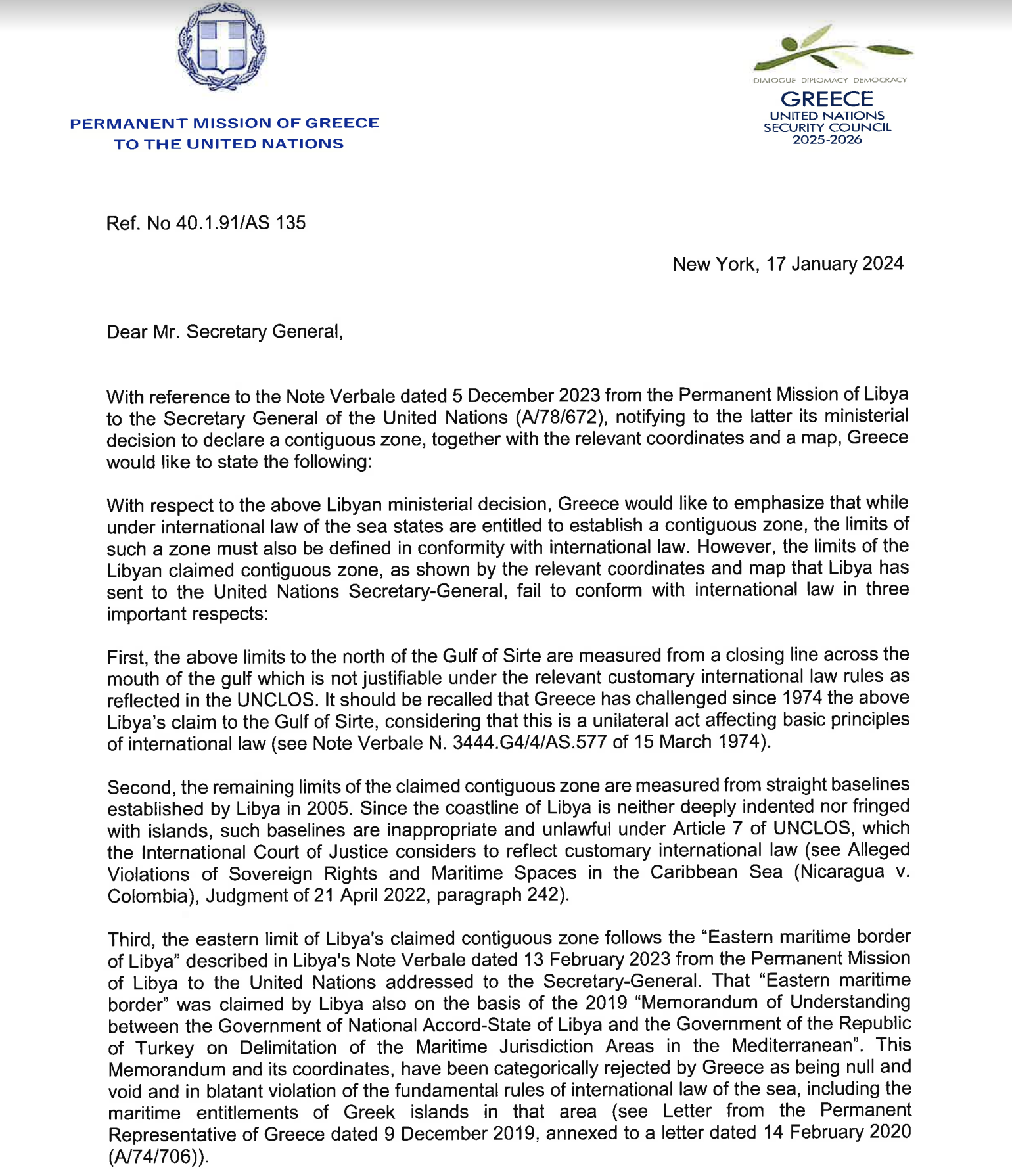 Επιστολή της Ελλάδας στον ΟΗΕ: Η Λιβύη παραβιάζει το Διεθνές Δίκαιο με τρεις διαφορετικούς τρόπους-1